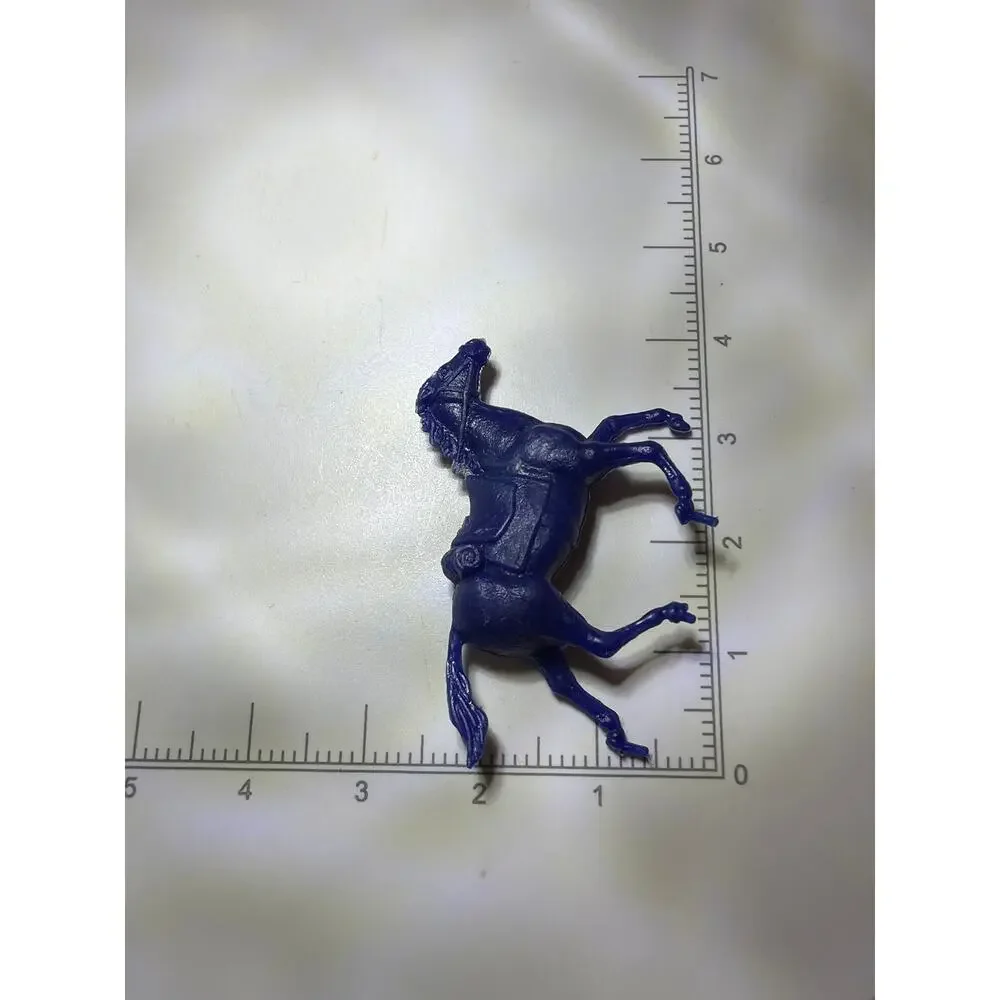 Vintage Blue Plastic Toy Horse Miniature Saddle Western Cowboy Figure